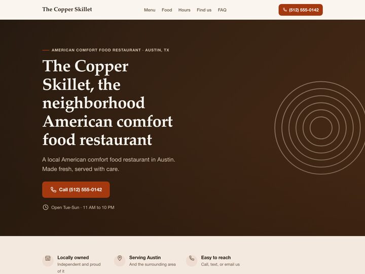 Example restaurant website